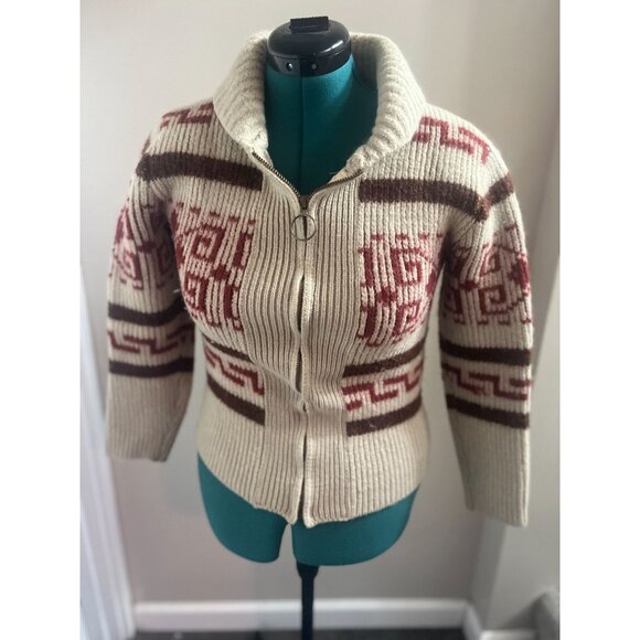 Vintage 1970s Pendleton High Grade Western Wear Thick Wool Zip Up Sweater with G